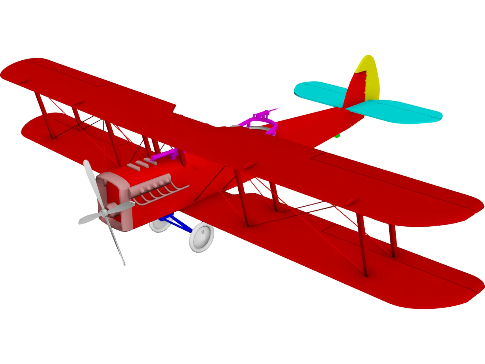 Biplane Curtiss Jenny 3D Model