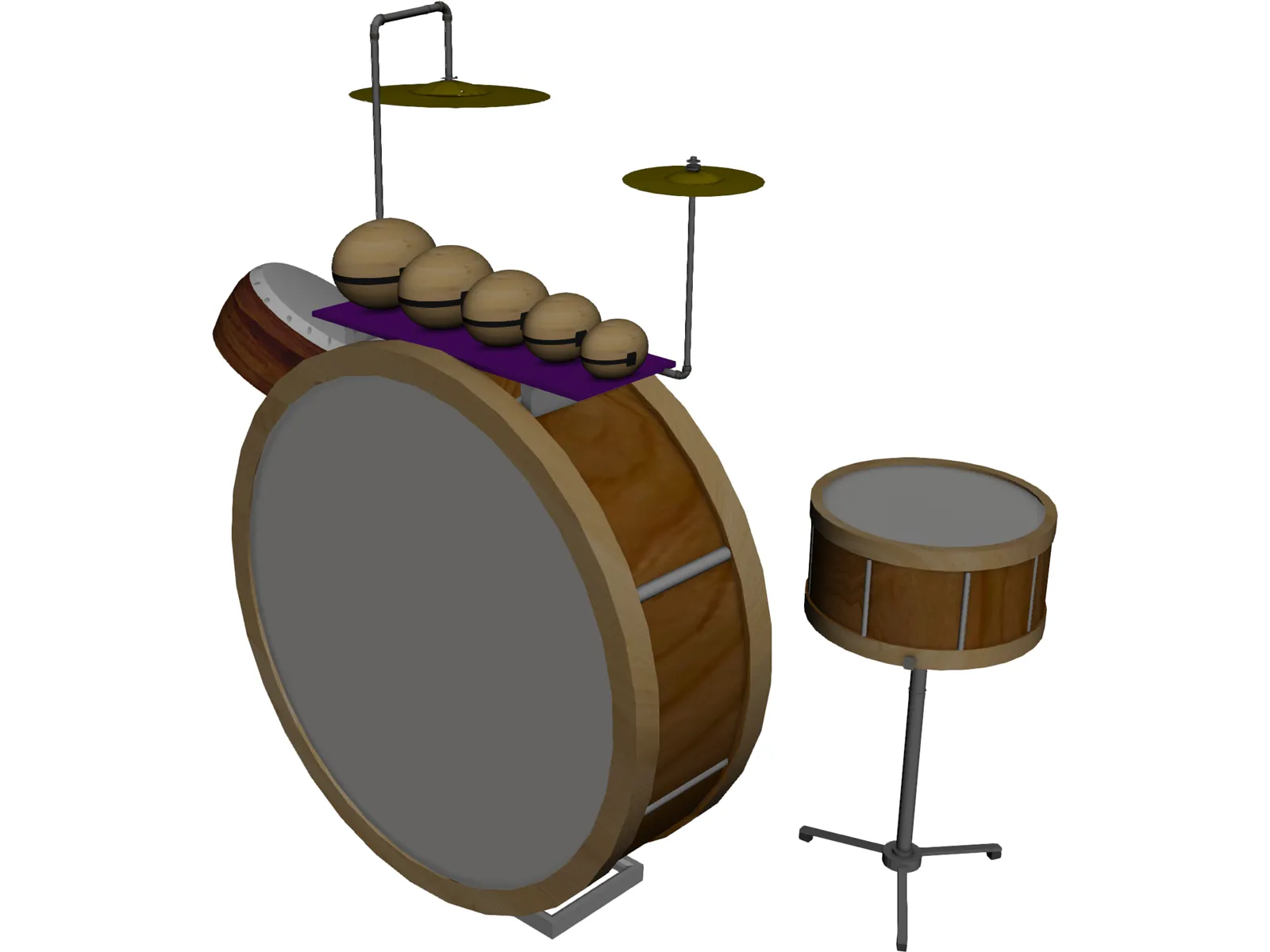 Antique Drum Kit 3D Model