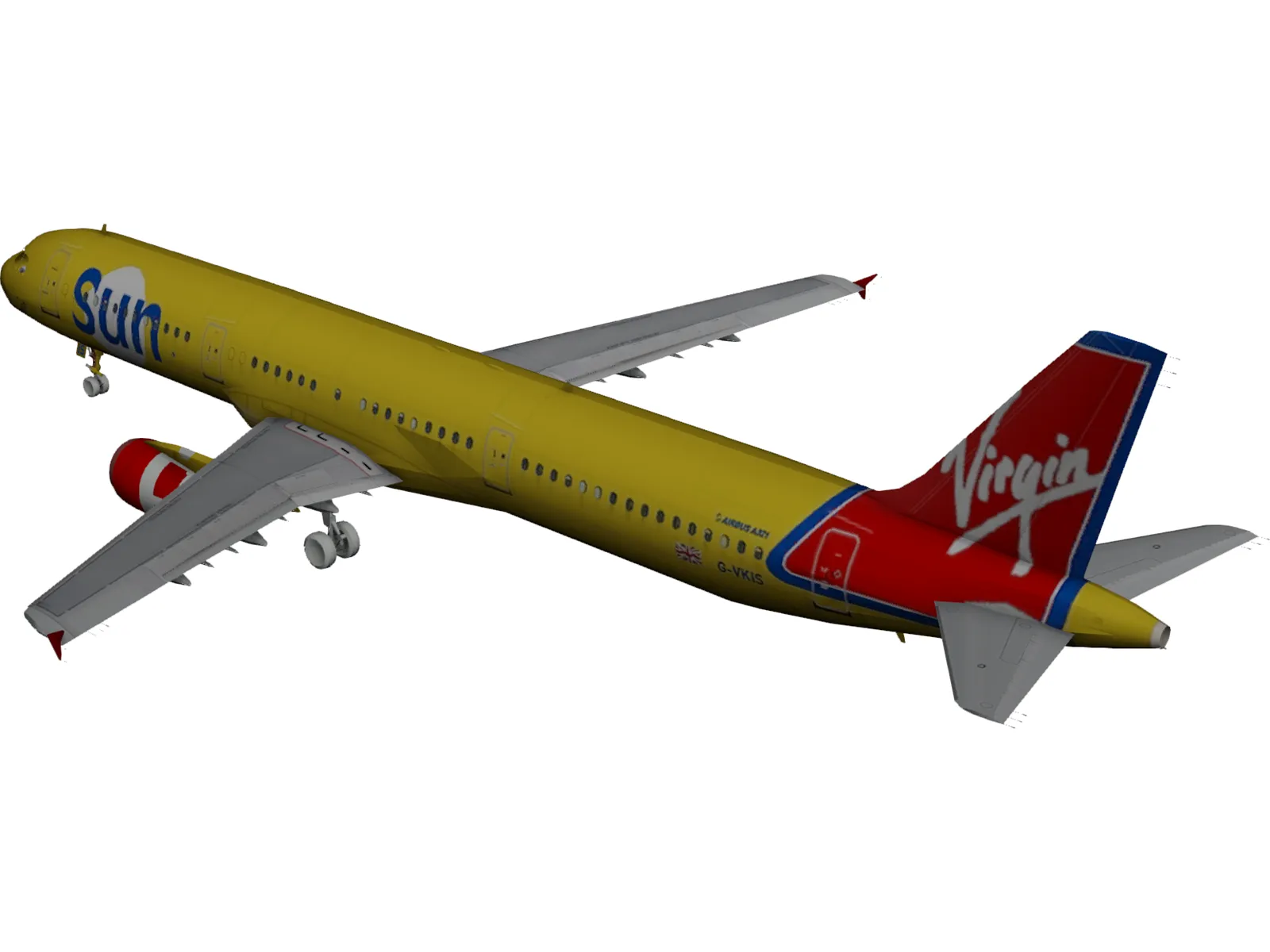 Airbus A321 Virgin Sun 3D Model