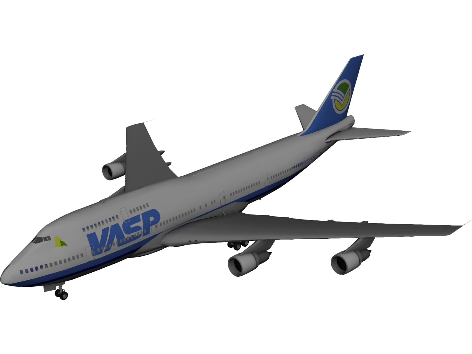 Boeing 747-400 VASP Brasil 3D Model