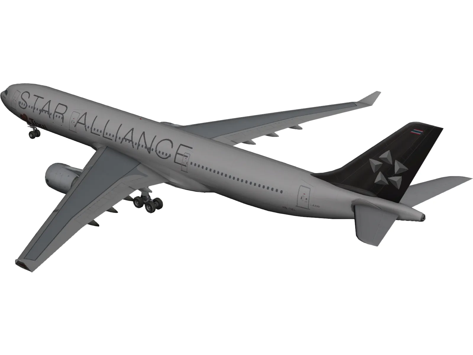 Airbus A330-300 Thai 3D Model