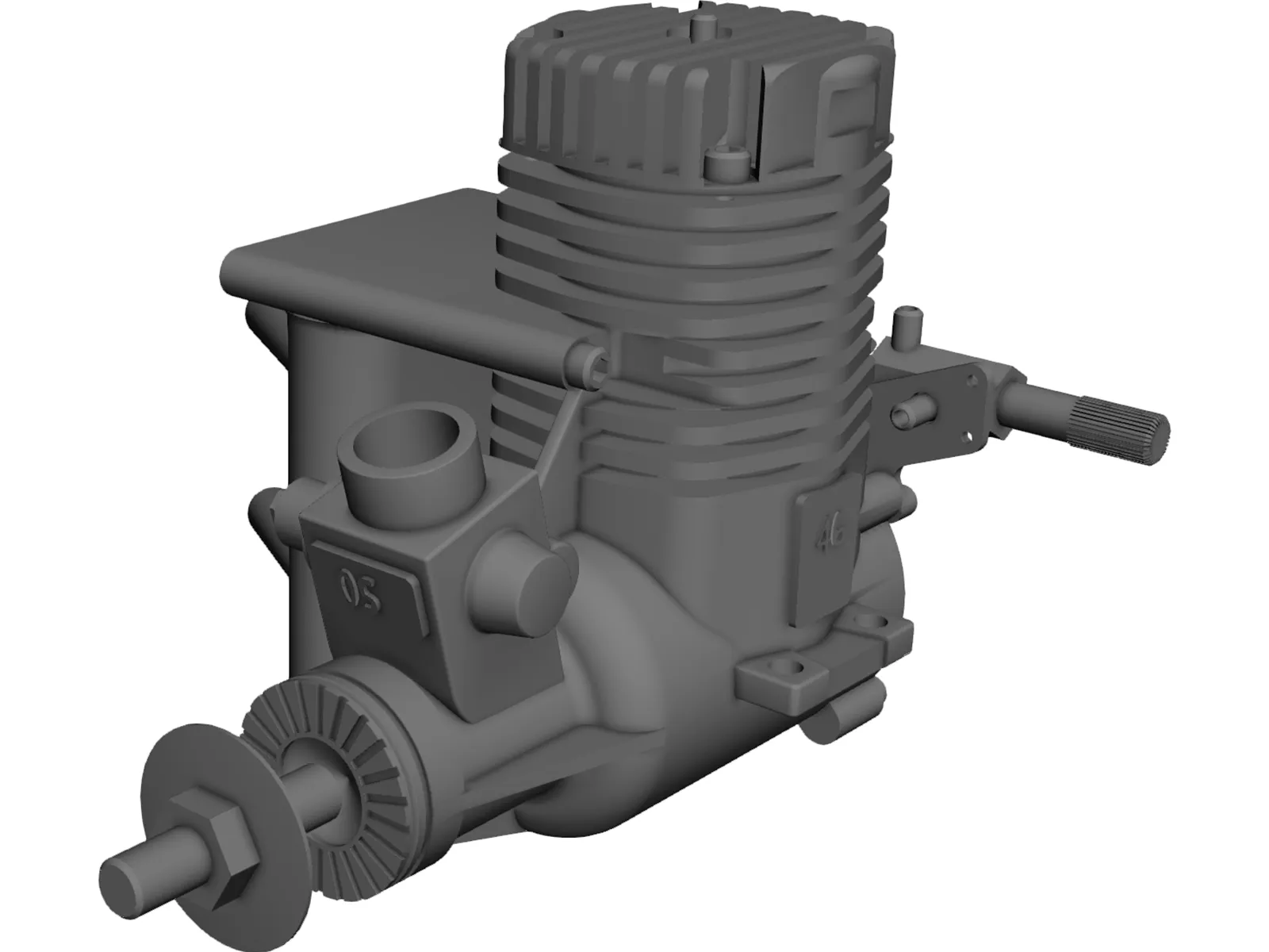 RC OS .50 Engine with Pitts Muffler 3D Model