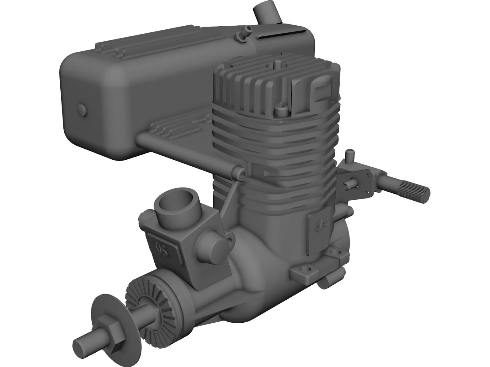 RC OS .50 Engine with Standard Muffler 3D Model