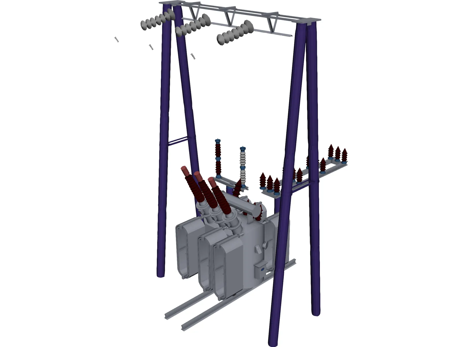 Electric High-voltage Transformers 3D Model