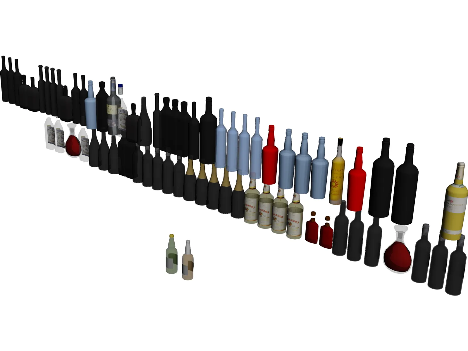 Bar Bottles Collection 3D Model