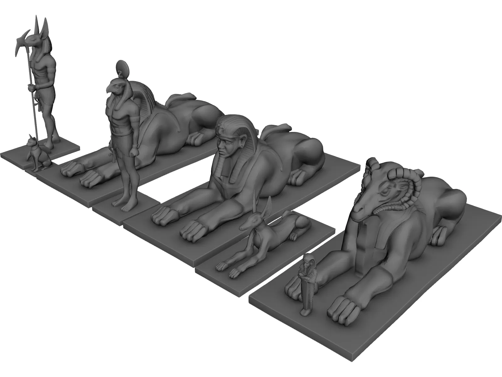 Egyptian Statues 3D Model