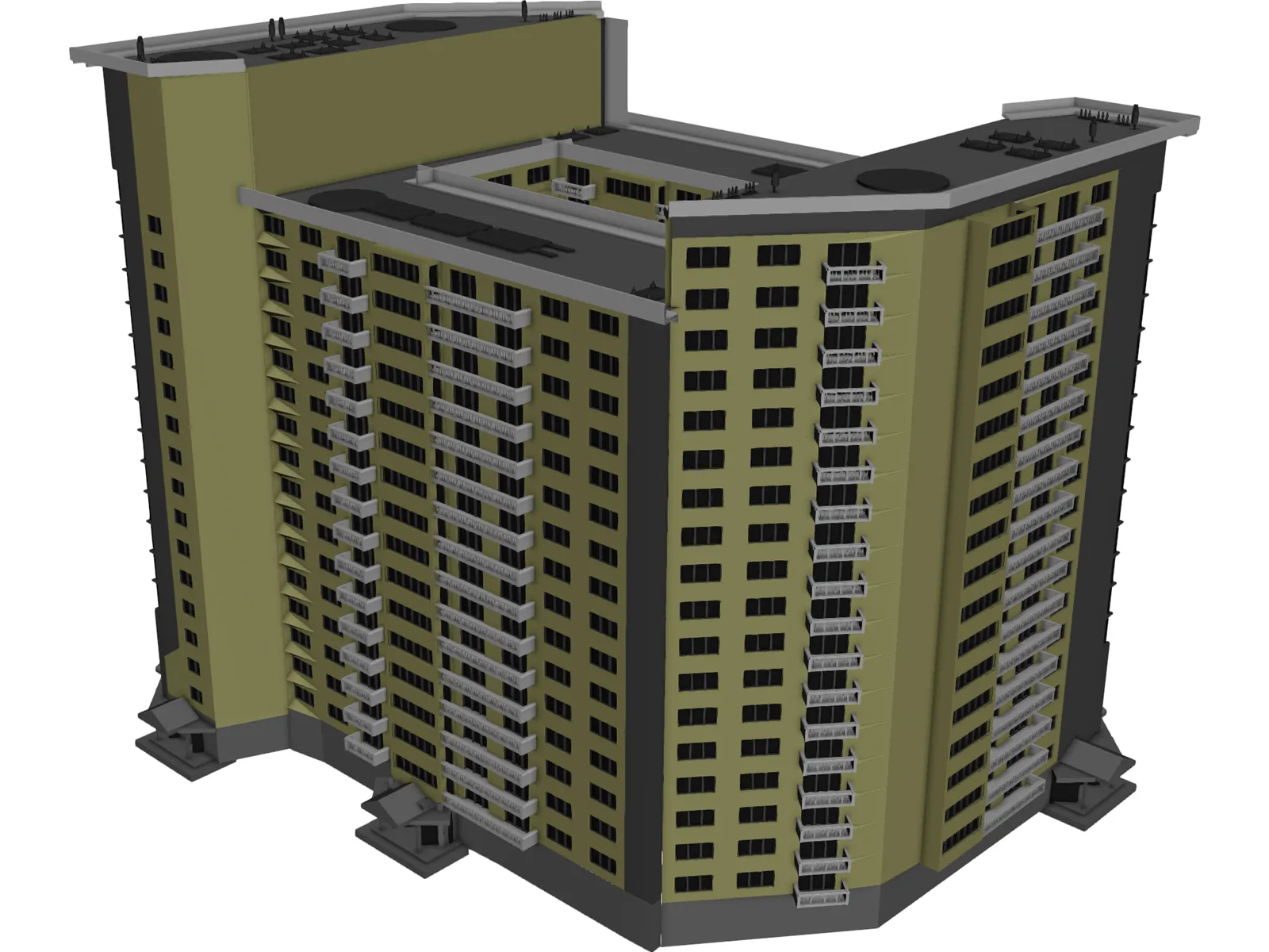 Inhabited high-rise building 3D Model