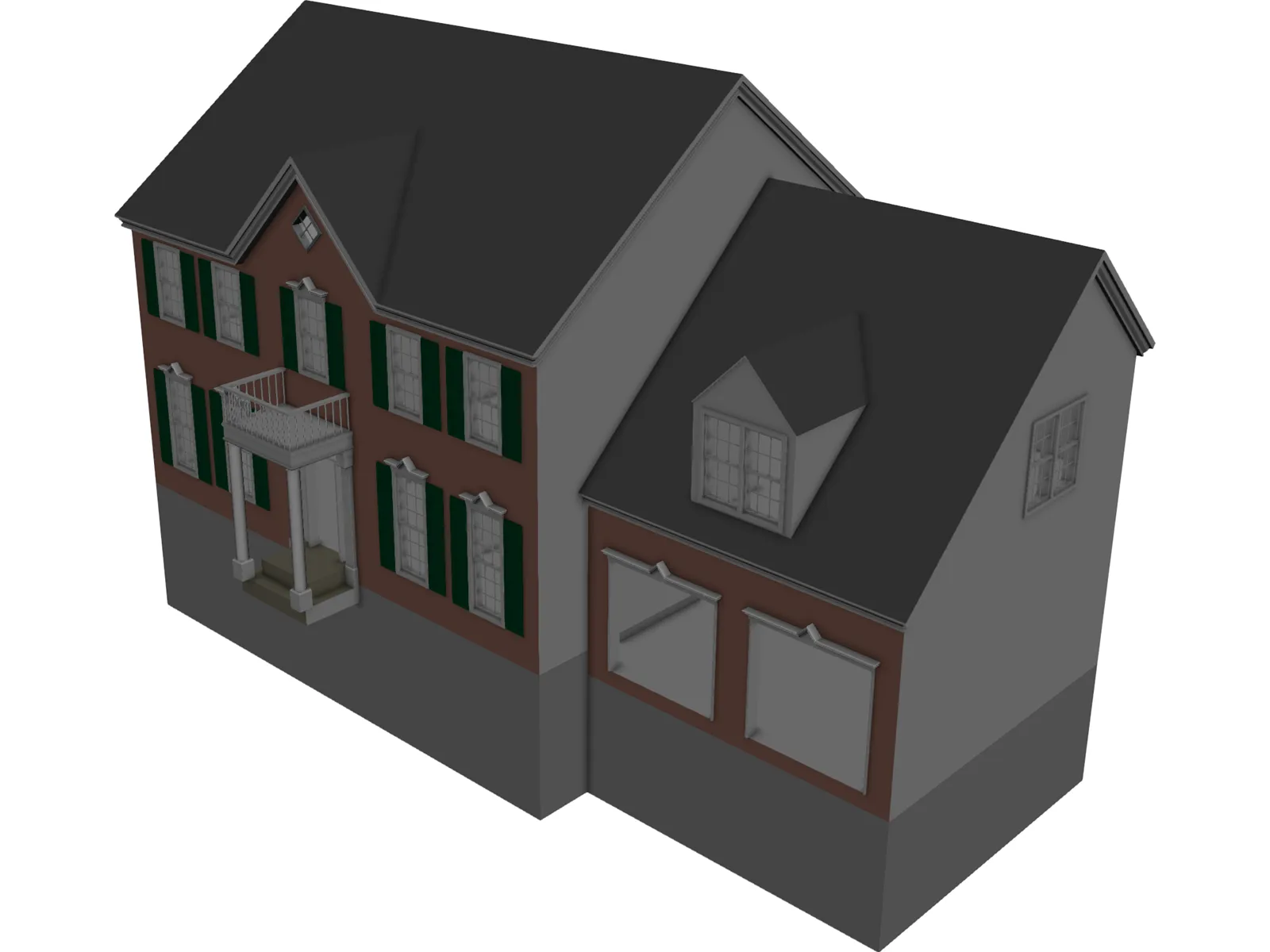 House with 2 Separate Garages 3D Model