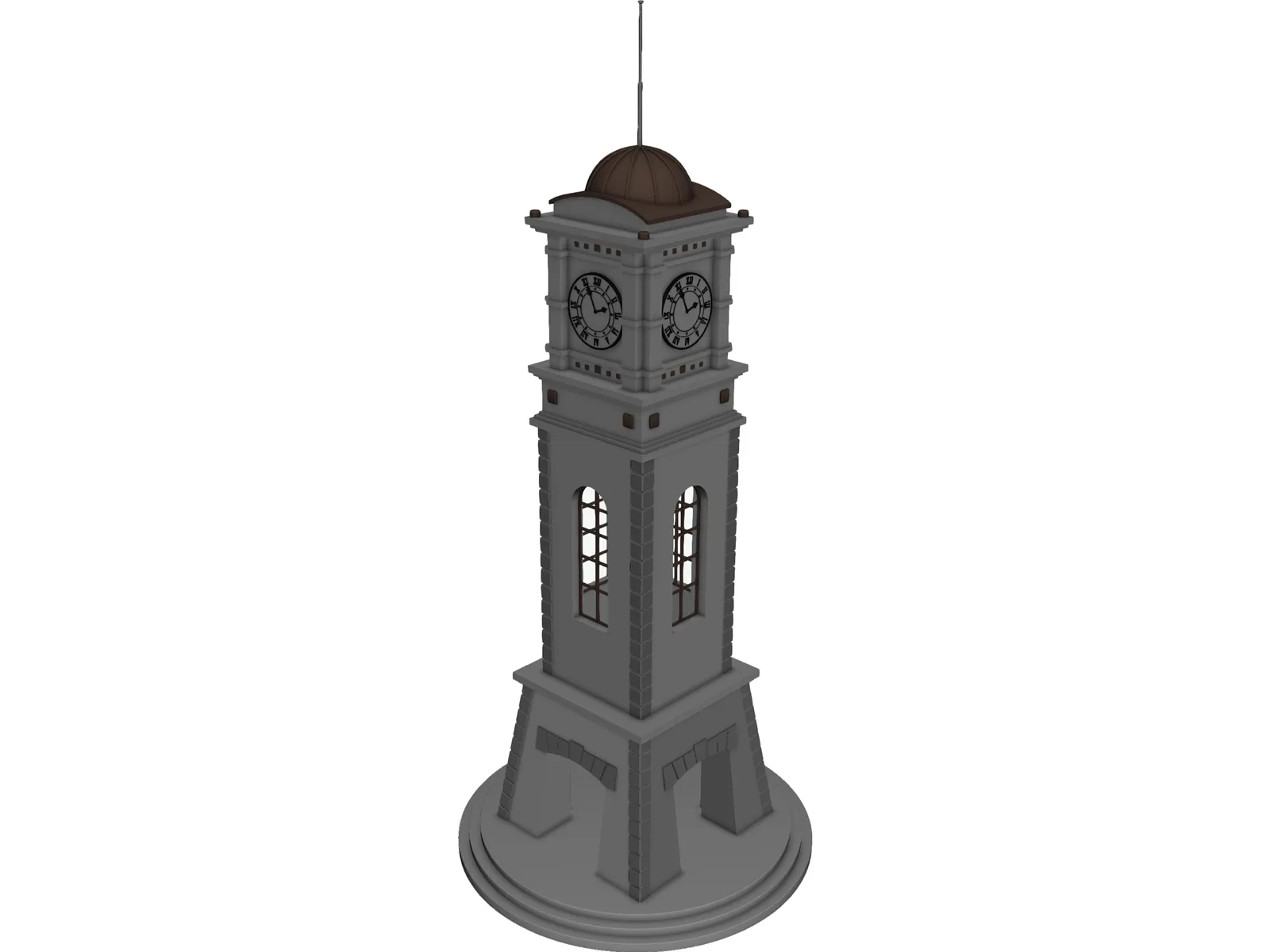 Civic Clock Tower 3D Model