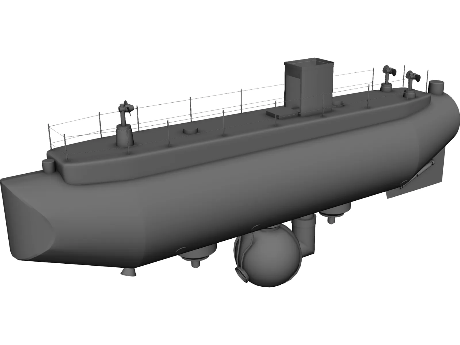 Trieste Submarine 3D Model