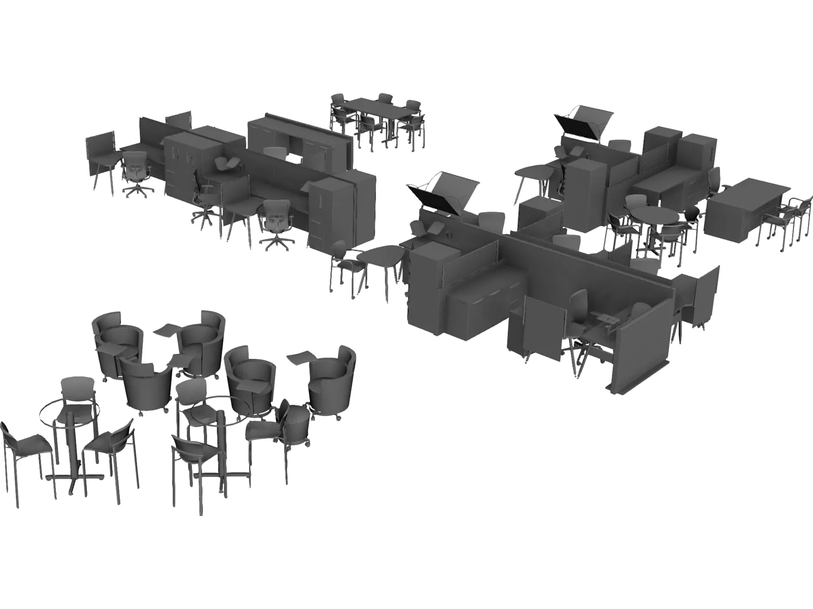 Office Furniture Set 3D Model