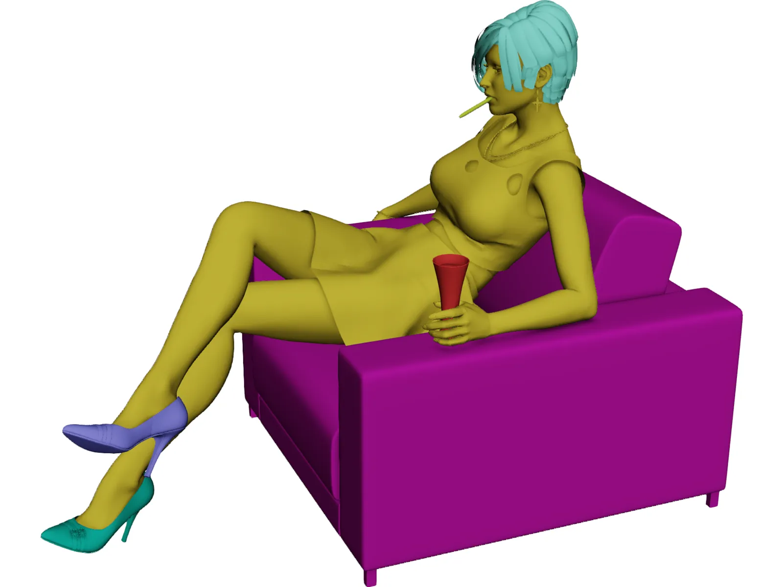 Woman on Chair 3D Model