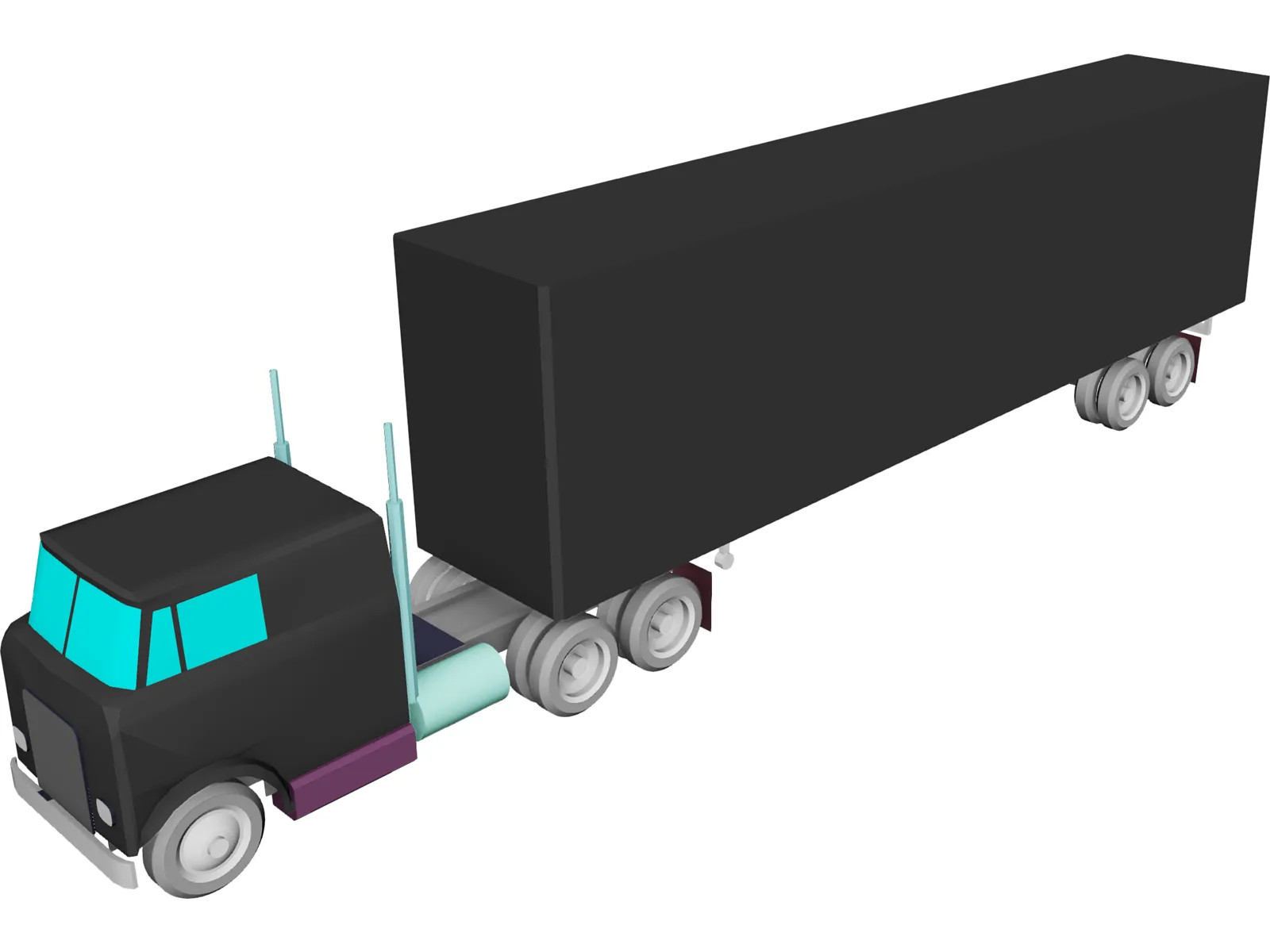 International Complete Trailer Truck 3D Model