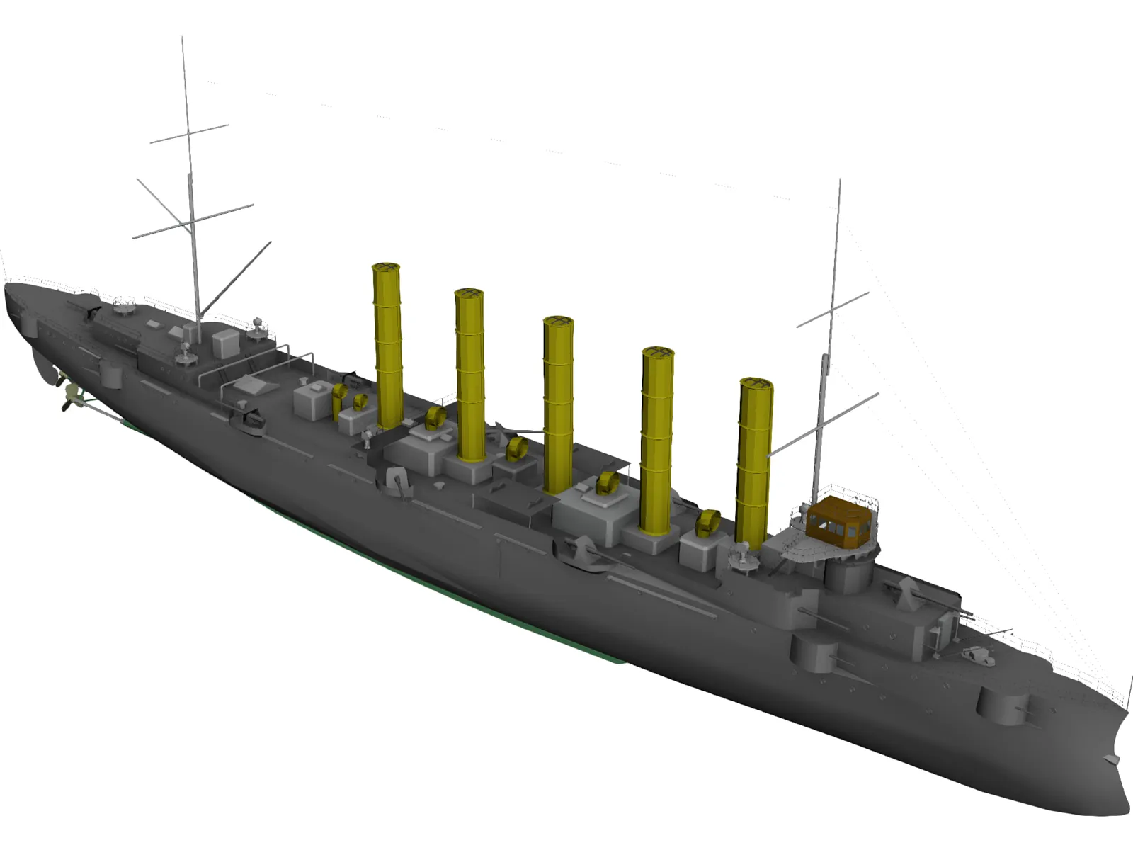 Askold Russian Cruiser (1900) 3D Model