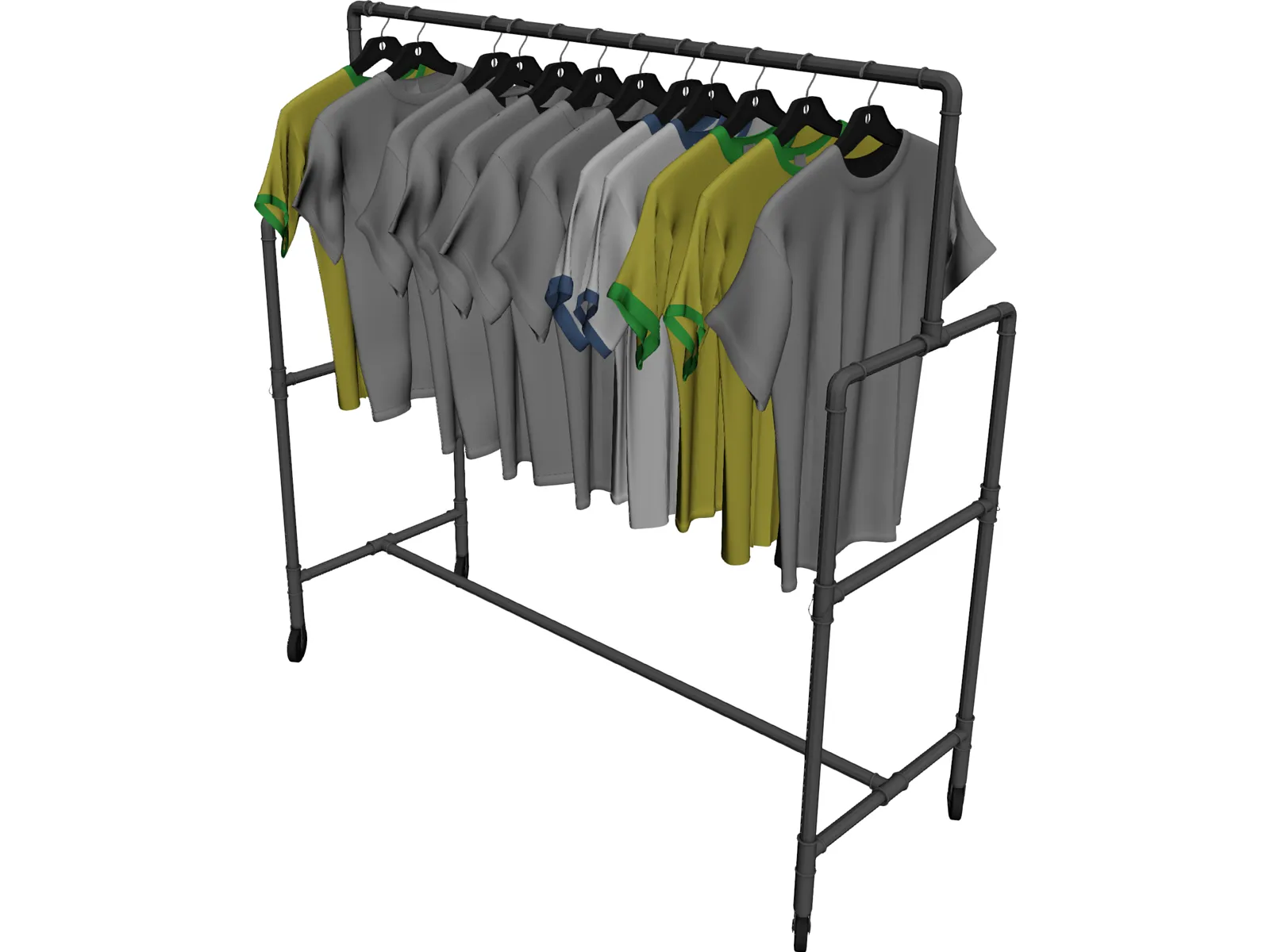 Shirts on Wardrobe 3D Model