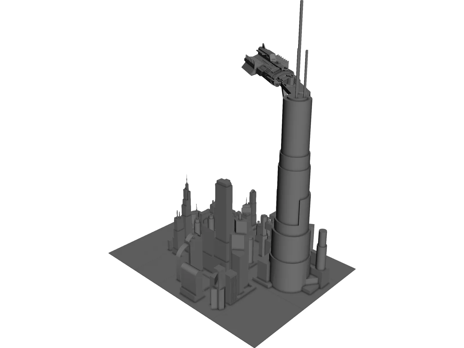 Futuristic Space City 3D Model