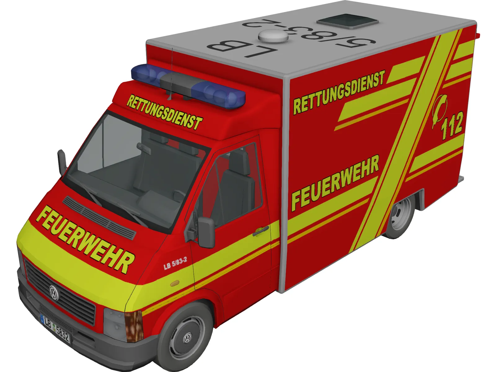 Volkswagen LT Ambulance RTW 3D Model