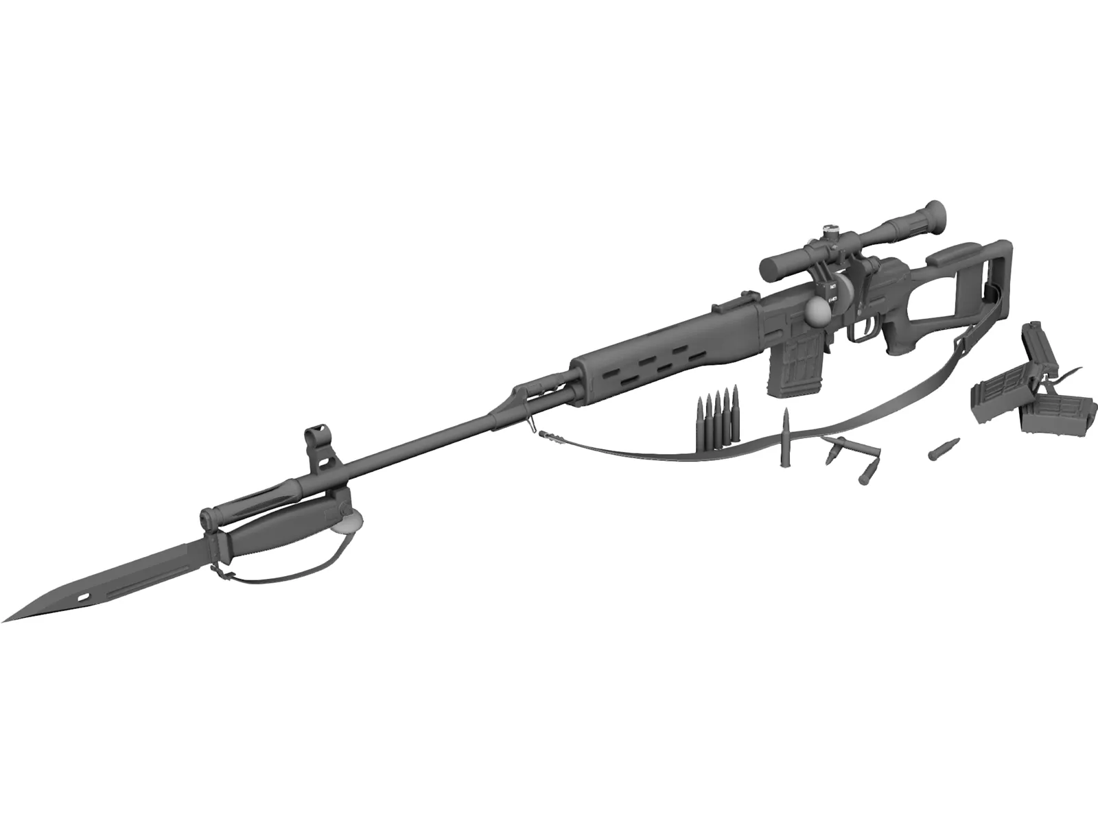 SVD Dragunov Sniper Rifle 3D Model