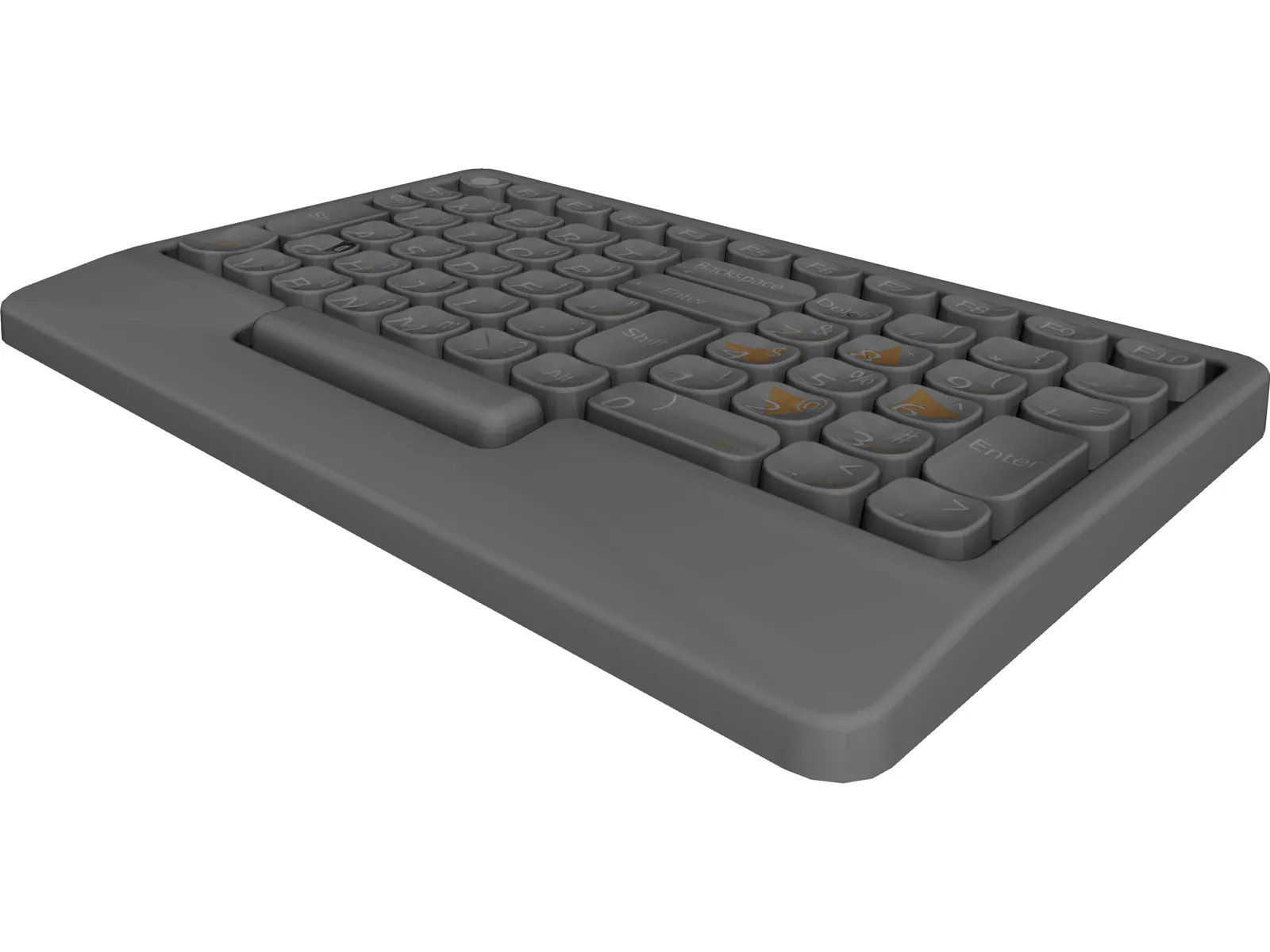 Abbreviated Left Hand Keyboard 3D Model