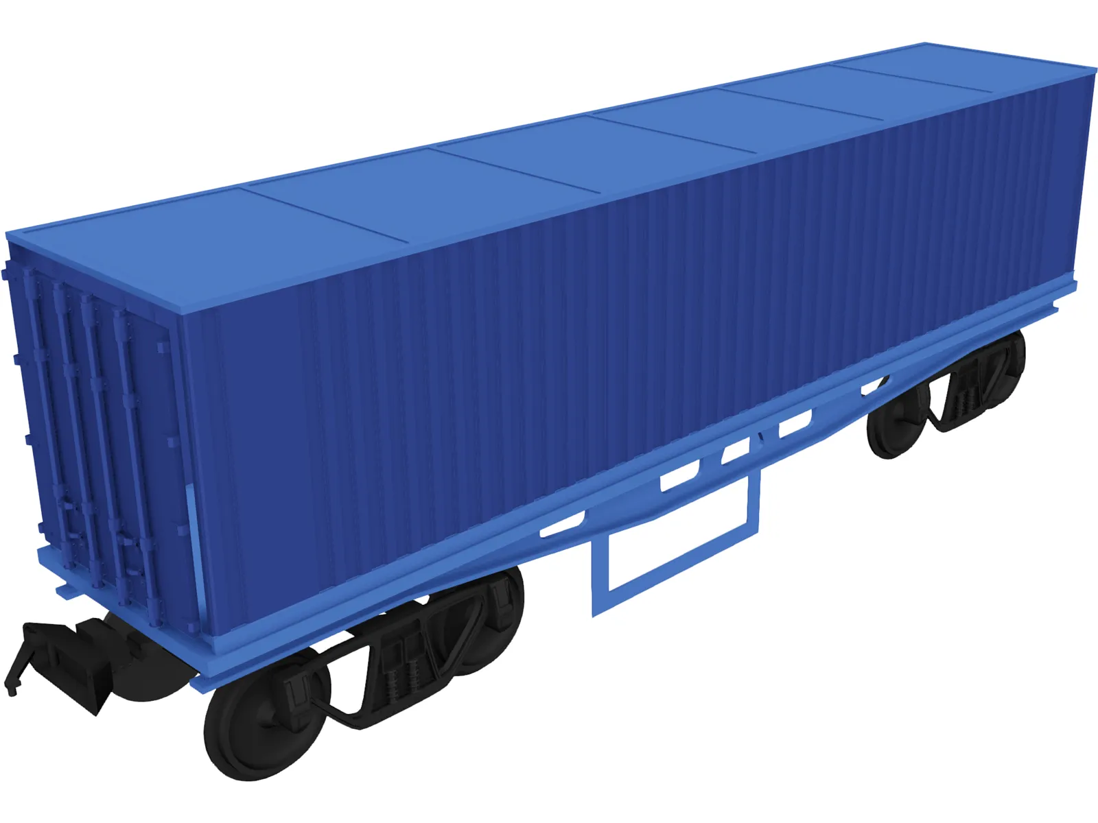 Container on Train truck 3D Model