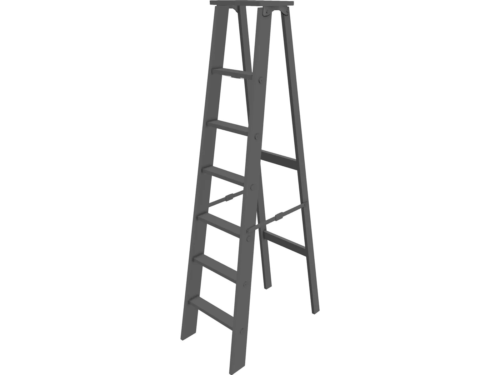 Wooden Step Ladder 3D Model