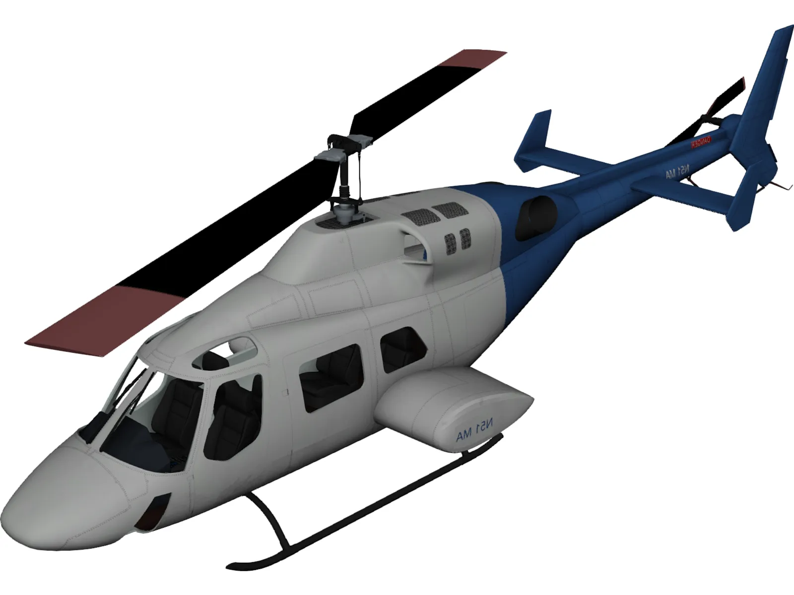 Bell 222 3D Model