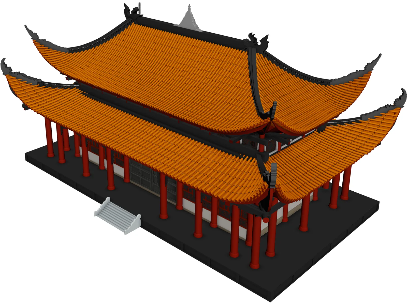 Attic Chinese Building 3D Model
