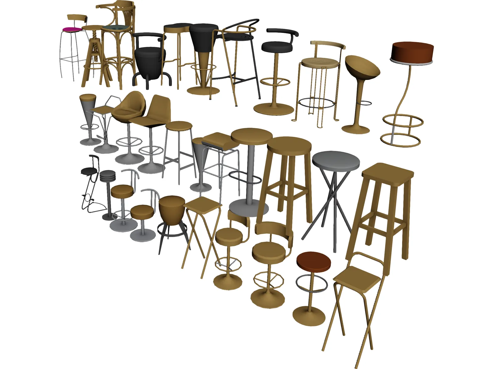 Bar Chairs Collection 3D Model - 3D CAD Browser