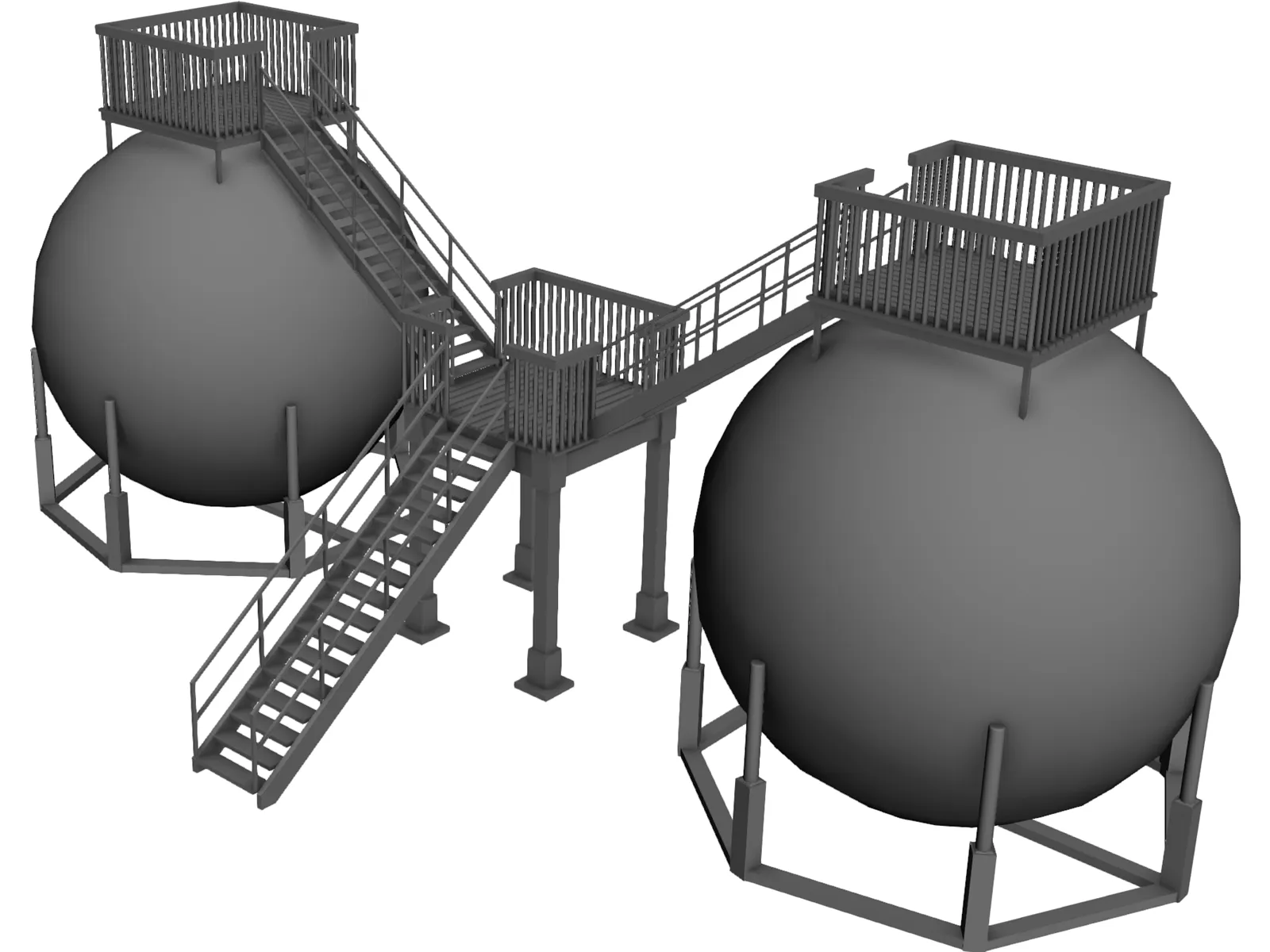 Oil Storage Tanks 3D Model