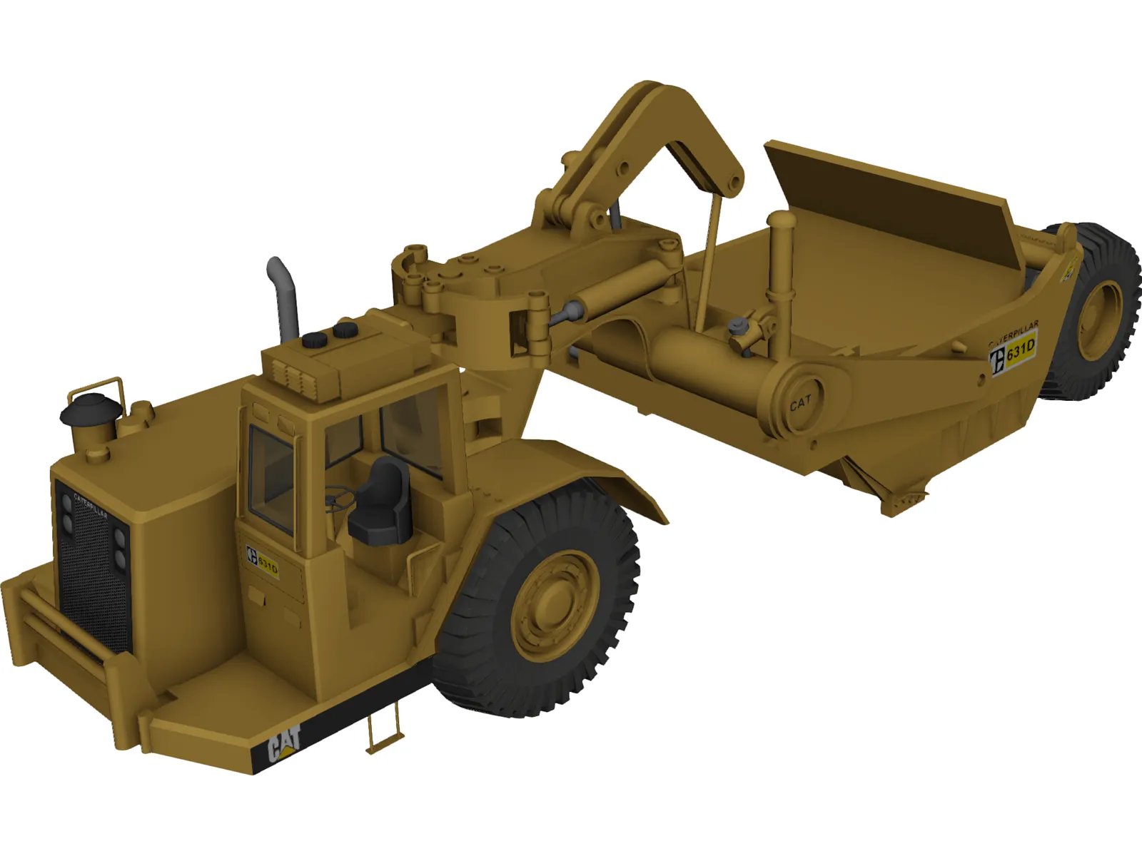 Caterpillar 631D Scraper 3D Model