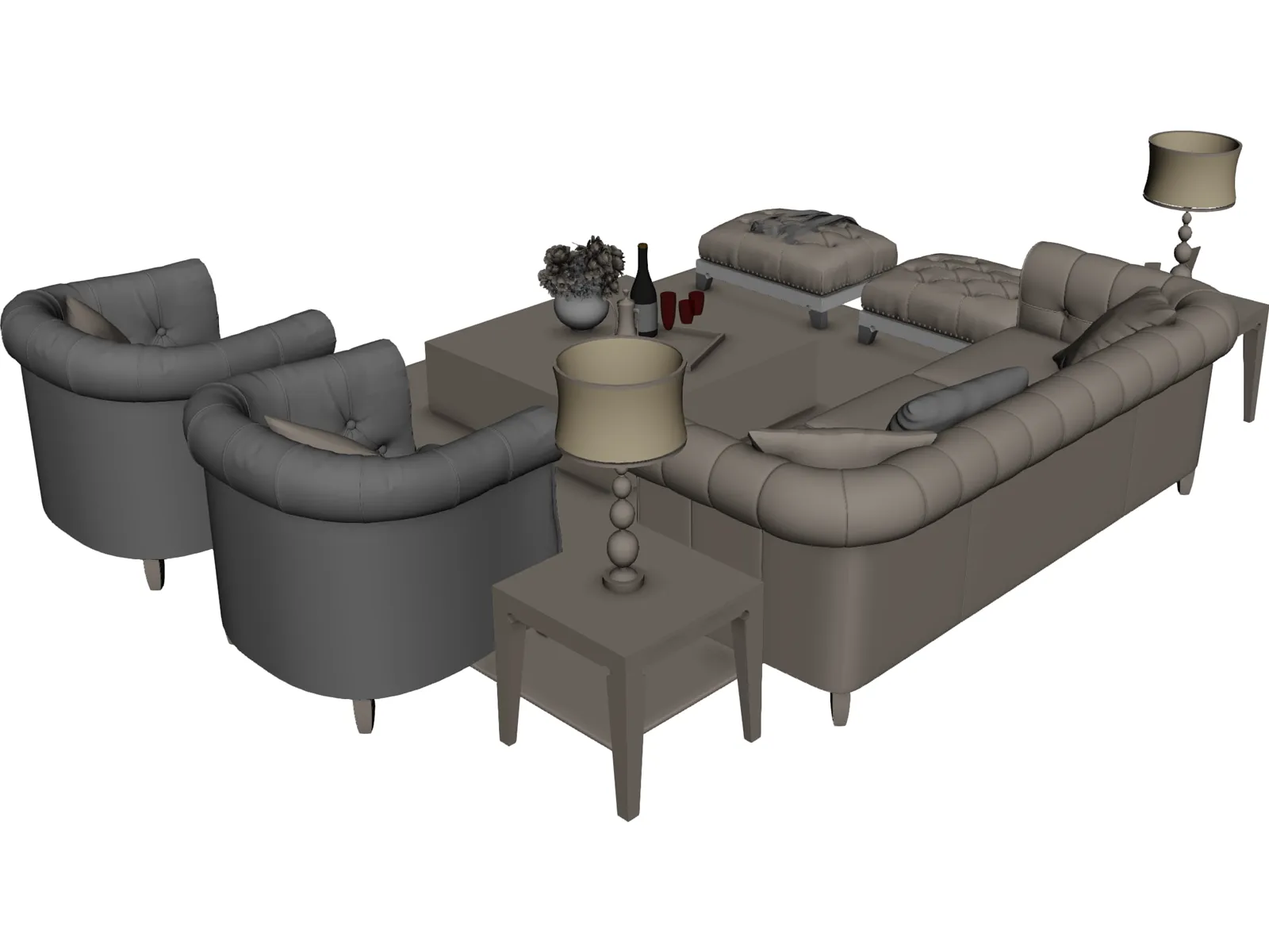 Retro Sofa 3D Model