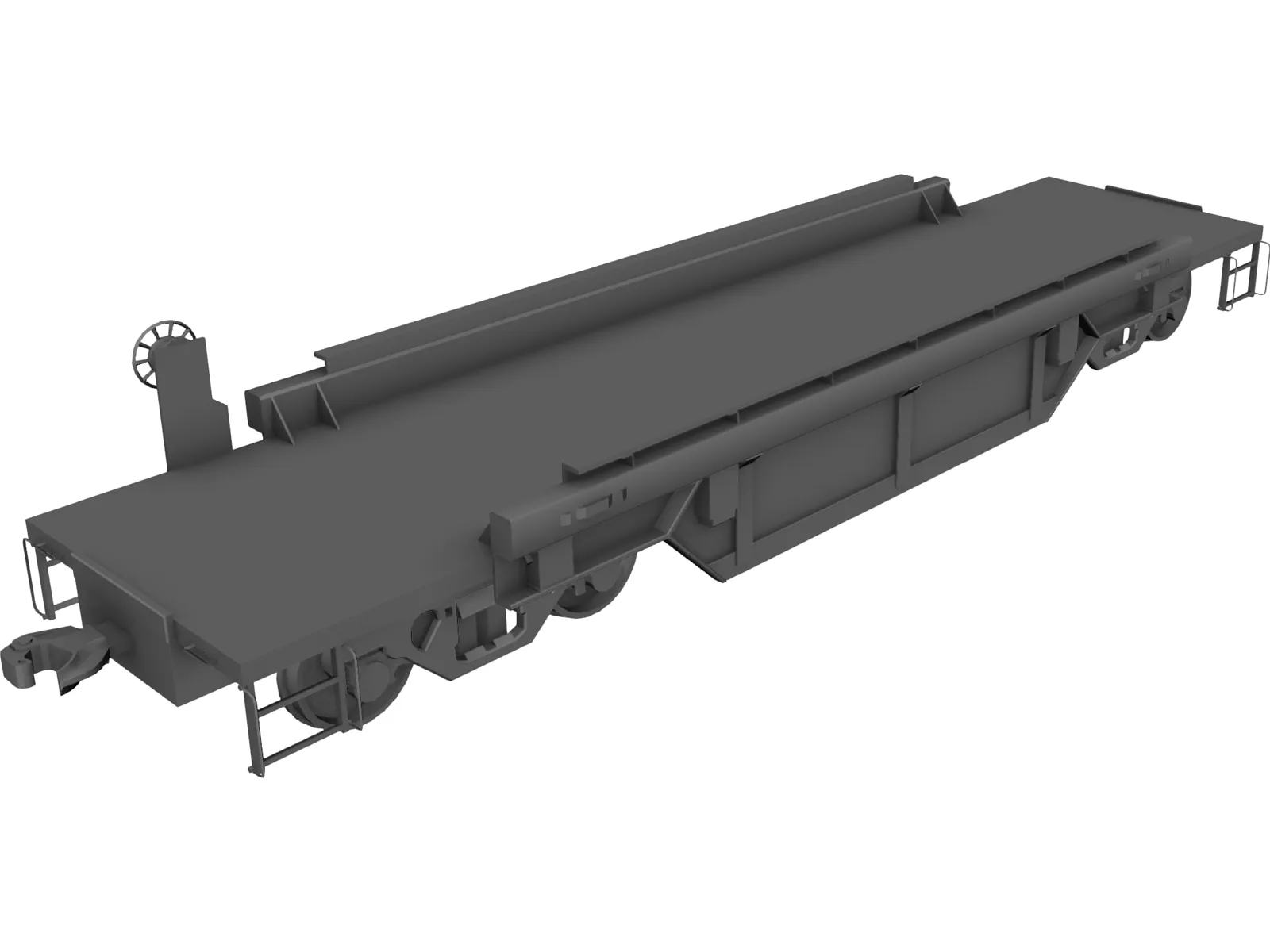 Flat Bed Train Carriage 3D Model