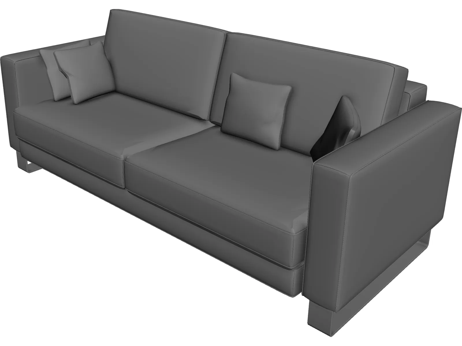 Sofa with Pillows 3D Model