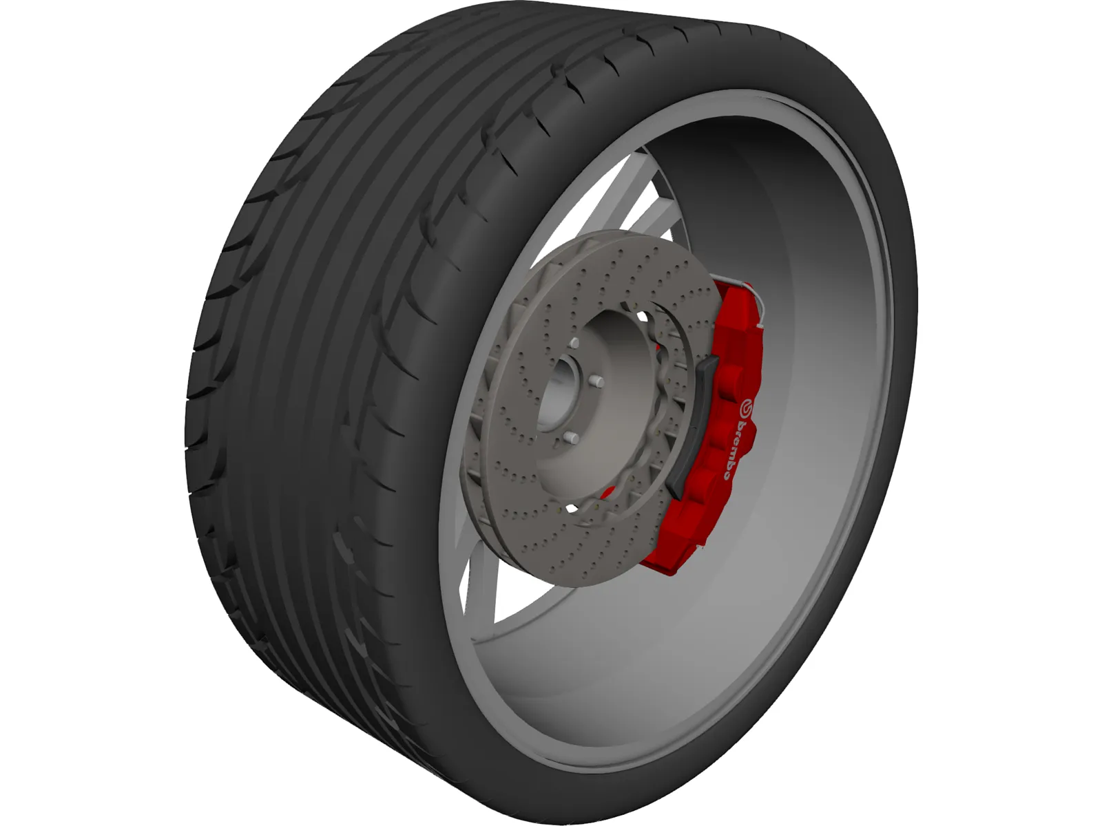 Wheel/Tire with Caliper and Rotor 3D Model