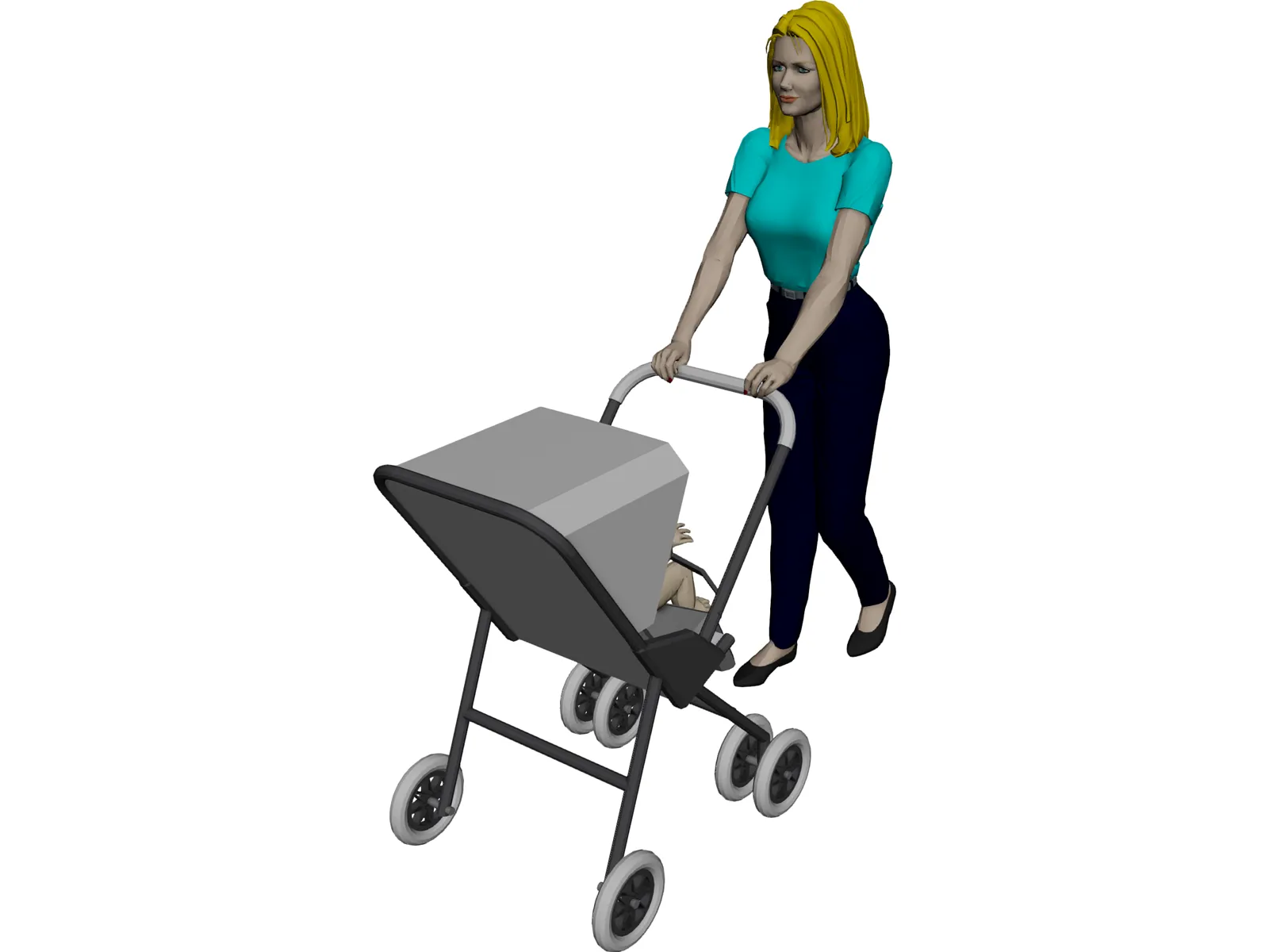 Woman [+Baby Carriage] 3D Model