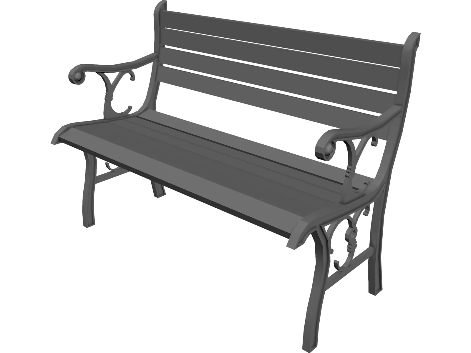 Wrought Iron Park Bench 3D Model