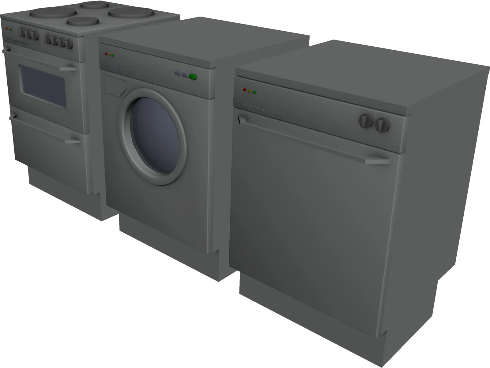 Stove, Washingmachine, Dishwasher 3D Model