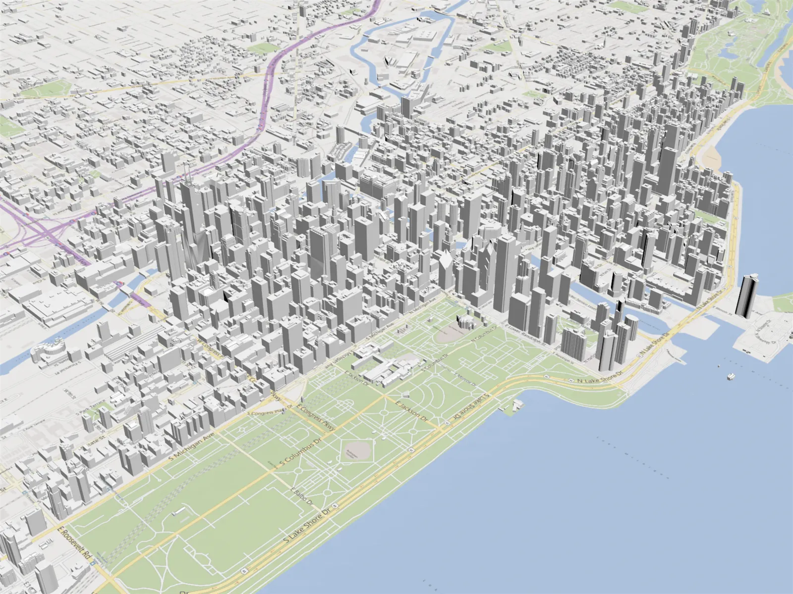 Chicago City Map 3D Model