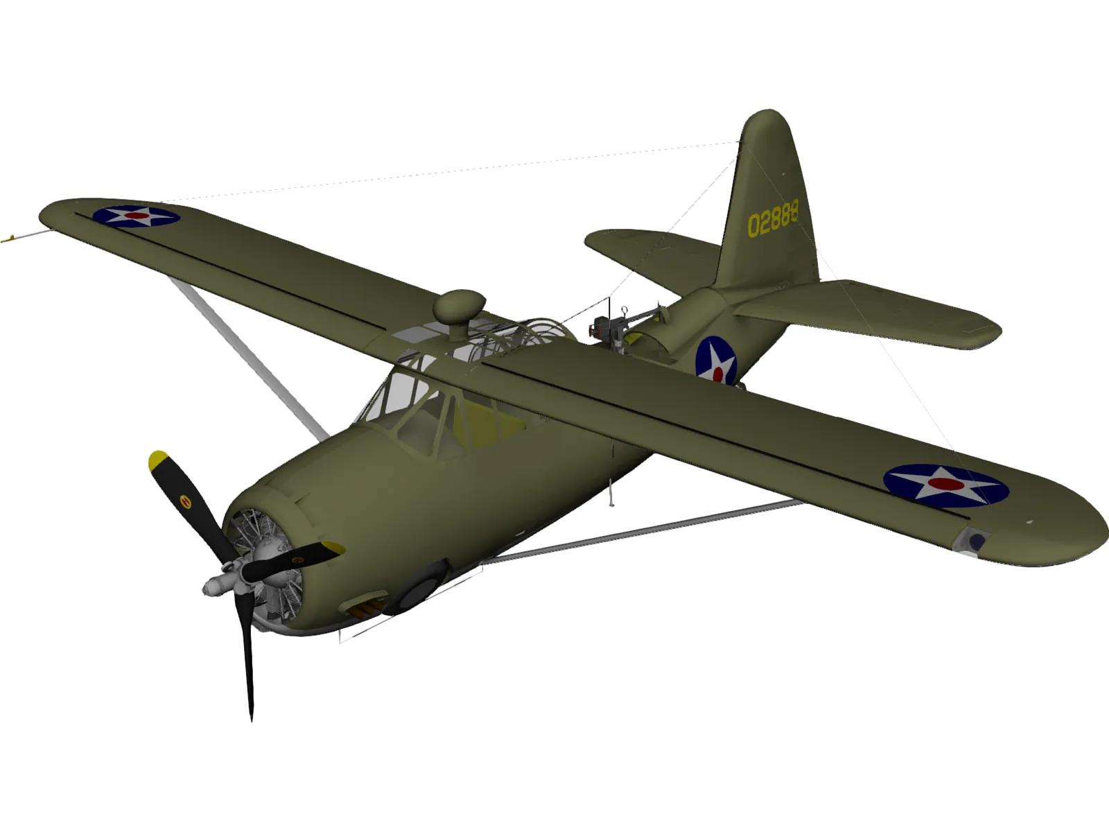 Curtiss O-52 Owl 3D Model
