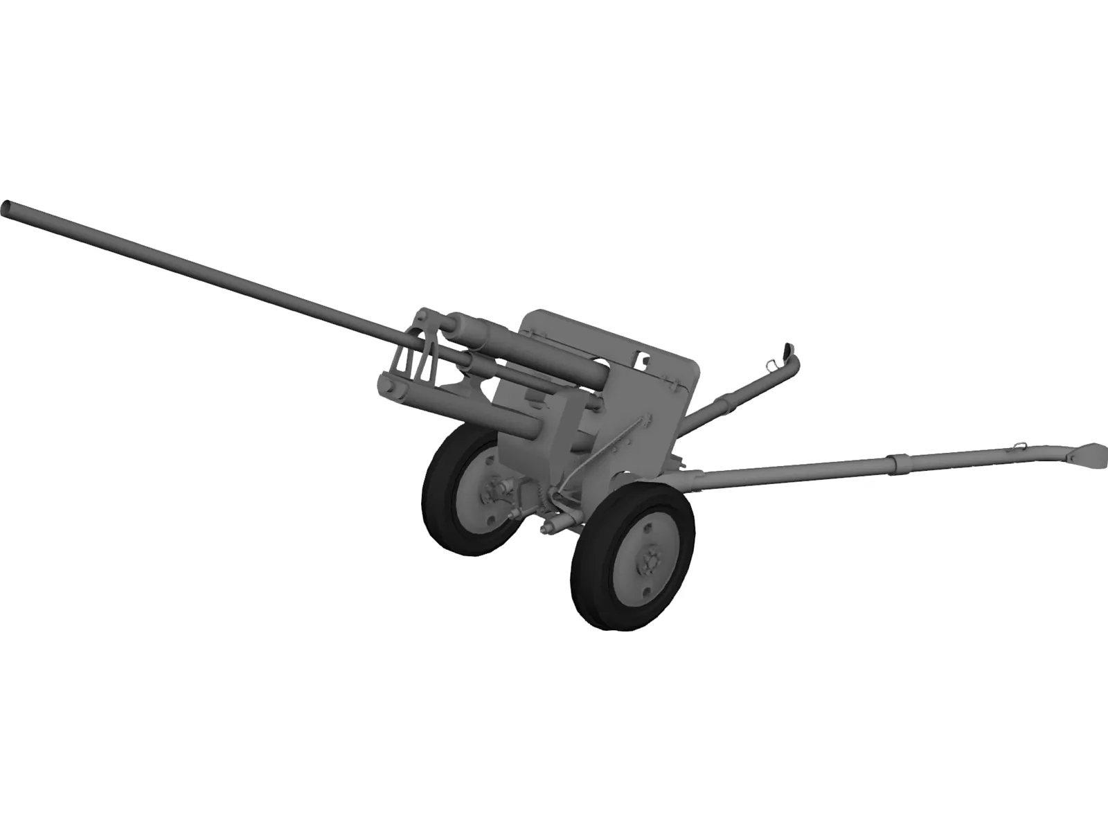 ZiS-2 57mm Anti-Tank Gun M1943 3D Model