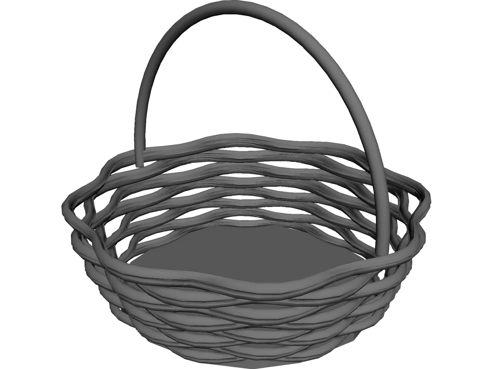 Woven Wood Basket with Handles 3d model