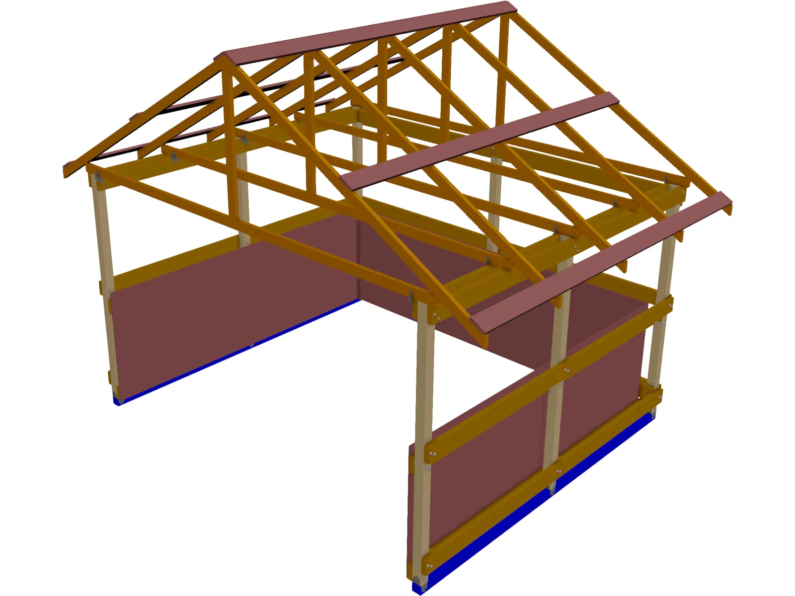 Shed Framing Run-in 3D Model