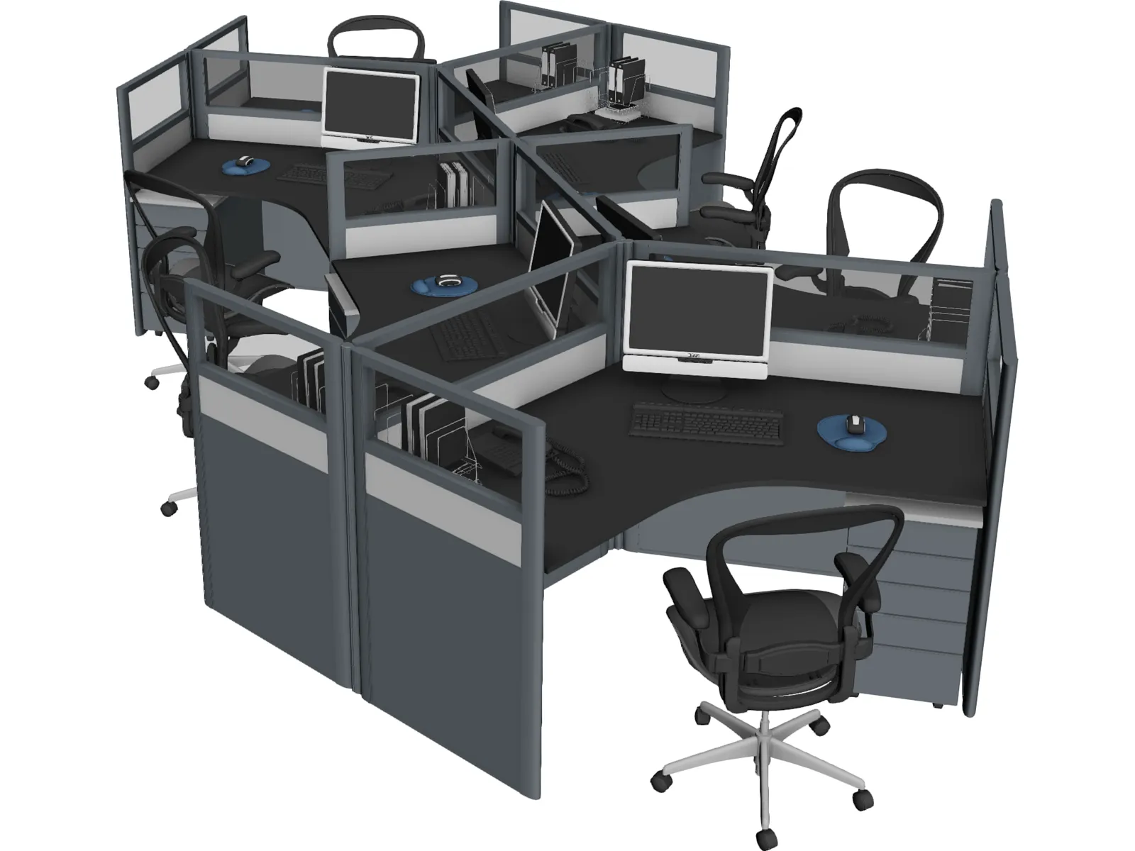 Office Table Workspace 3D Model