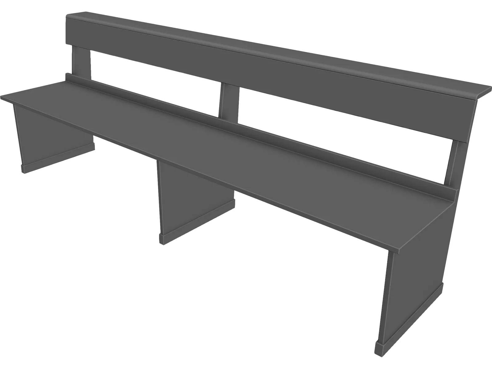 Church Bench Long 3D Model