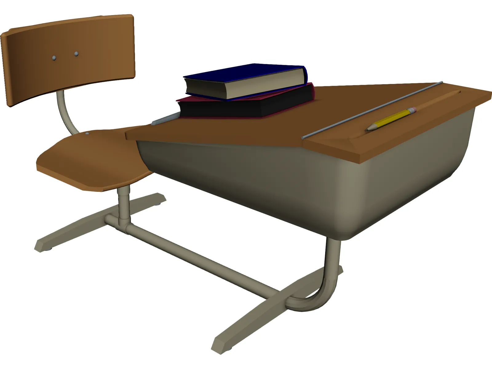 School Desk 3D Model