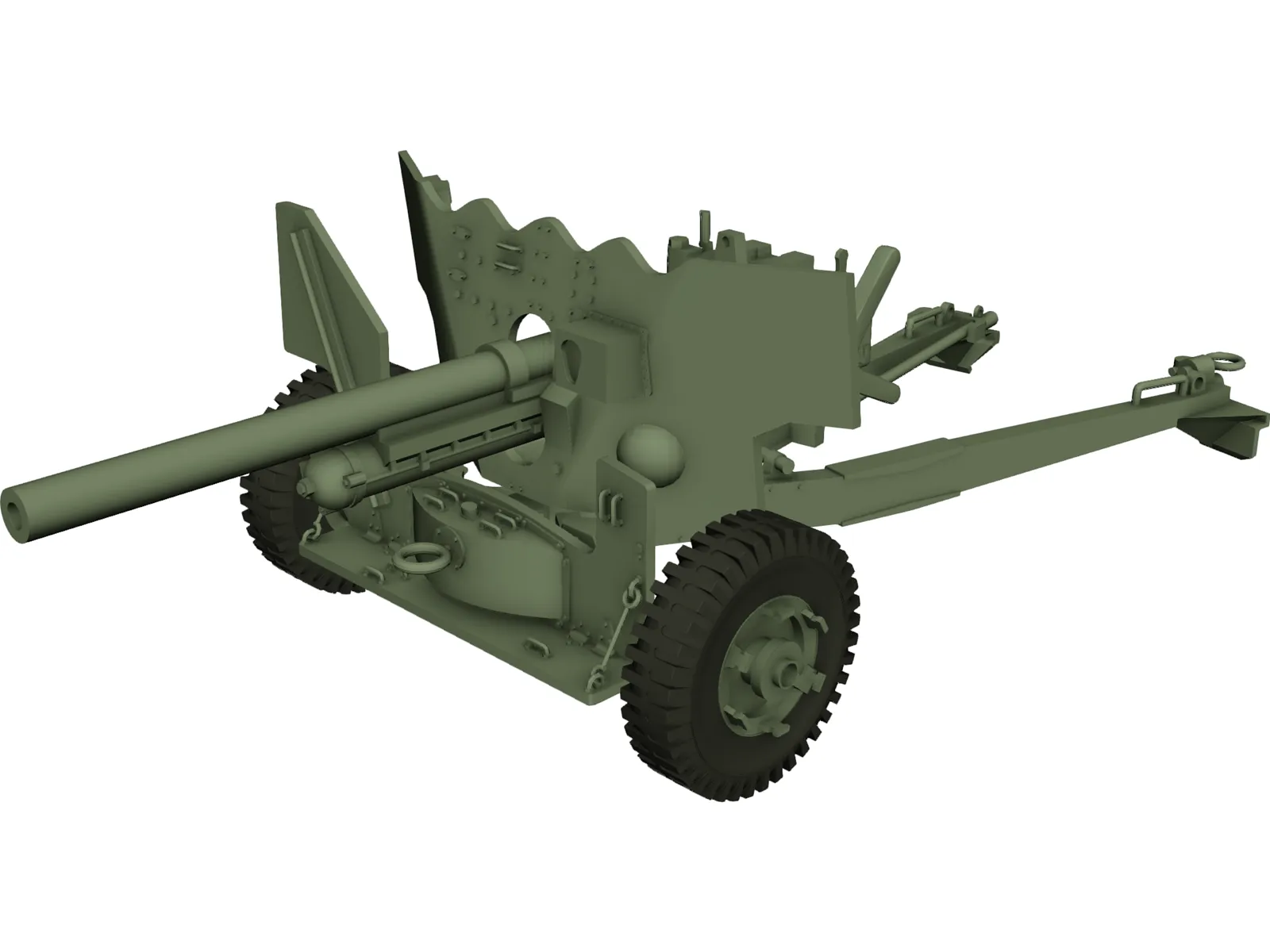 6 Pounder Anti-Tank Gun 3D Model