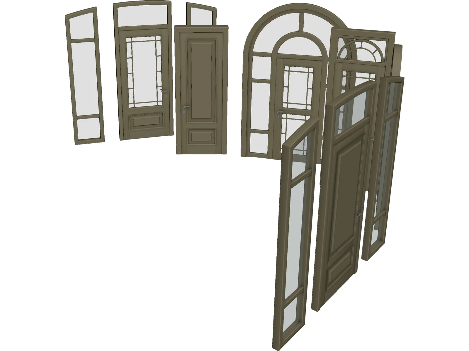 Wood Doors Collection 3D Model