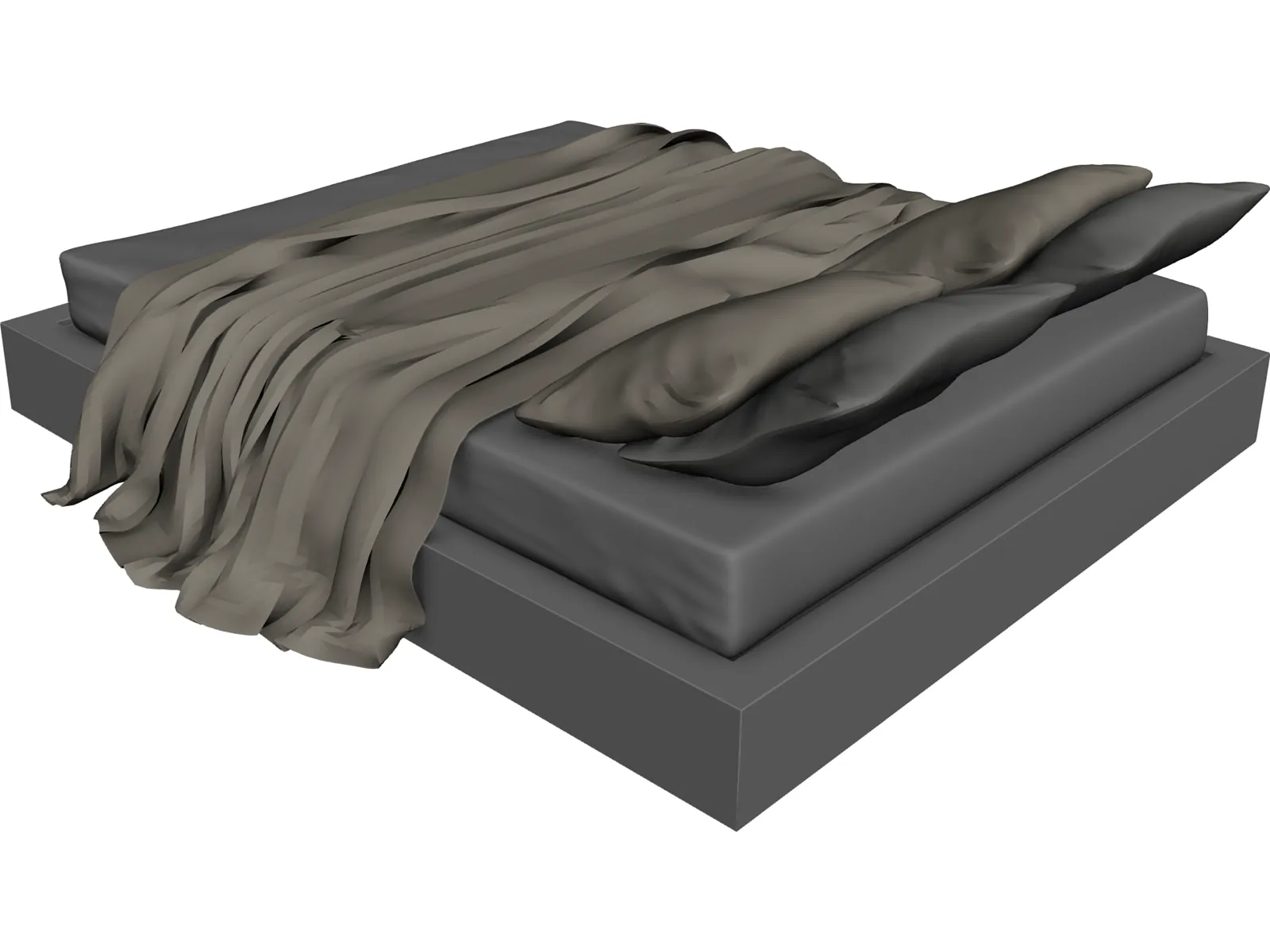 Queen Size Twin Bed 3D Model