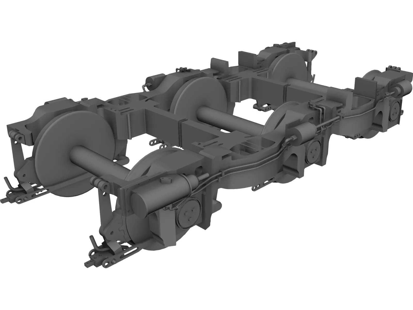 Locomotive Bogie 3 Axle 3D Model