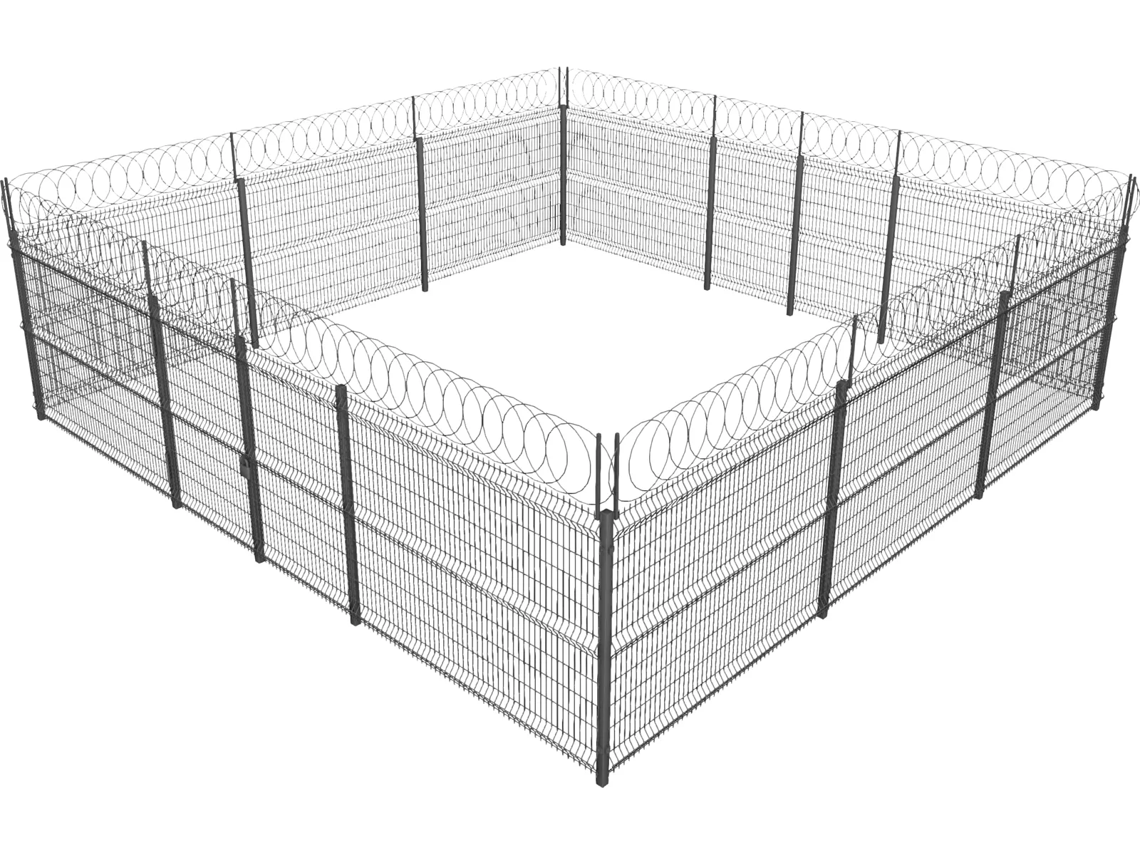 Metallic Fence 3D Model